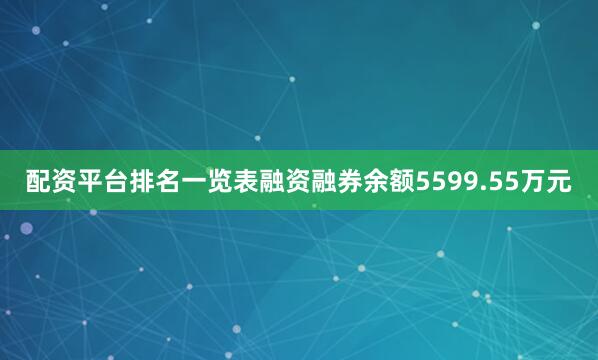 配资平台排名一览表融资融券余额5599.55万元